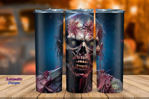 Undead Zombie 20 oz Tumbler Wrap | Halloween 20 oz Skinny Tumbler Wrap Sublimation Zombie Design Sublimation Sublimatiz Designs 