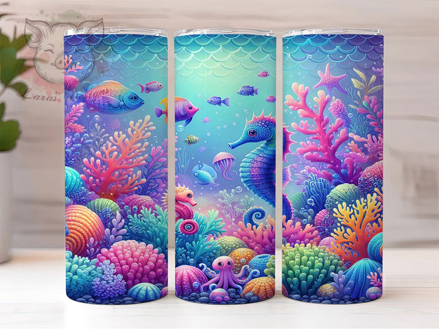 Under the Sea Ocean Life Tumbler, Ocean Tumbler, Sea Life Design, Marine Wrap, Ocean Sublimation, Nautical Tumbler, Beach Theme Sublimation Lara' s Designs 