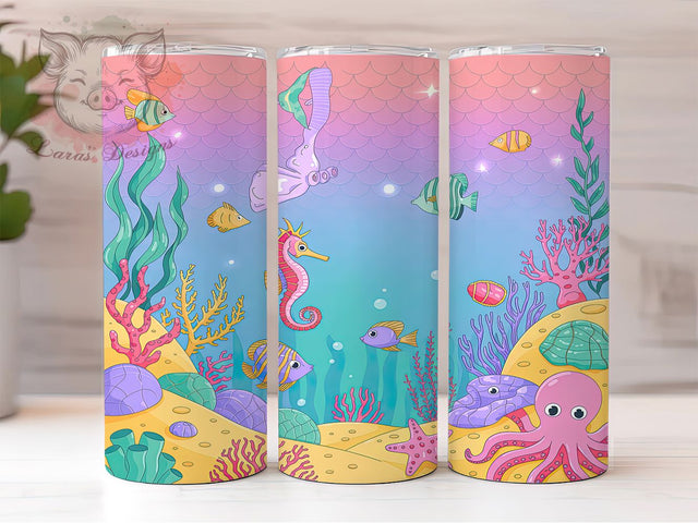 Under the Sea Ocean Life Tumbler, Ocean Tumbler, Sea Life Design, Marine Wrap, Ocean Sublimation, Nautical Tumbler, Beach Theme Sublimation Lara' s Designs 