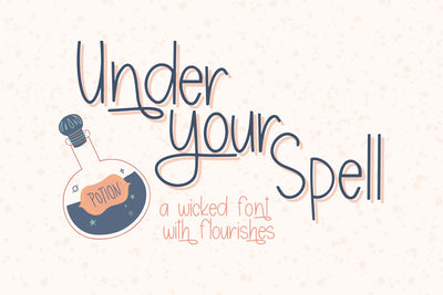 Under Your Spell, Cute Halloween Handwritten Font for Cricut, Font with Flourishes Font Designing Digitals 