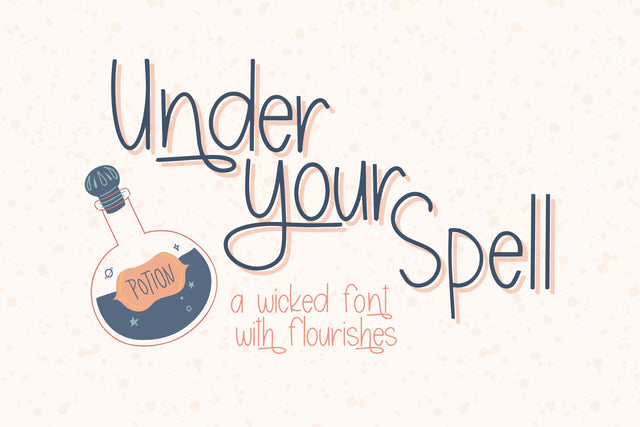 Under Your Spell, Cute Halloween Handwritten Font for Cricut, Font with Flourishes Font Designing Digitals 