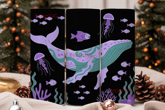 Undersea Creatures 20oz Tumbler Wrap Sublimation DesignSVG 