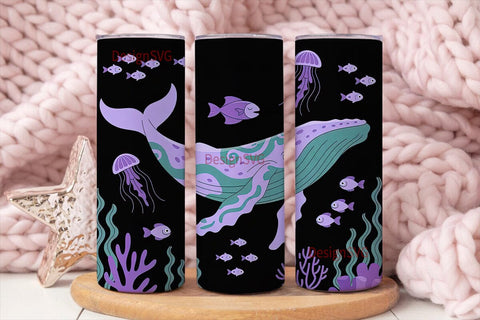 Undersea Creatures 20oz Tumbler Wrap Sublimation DesignSVG 