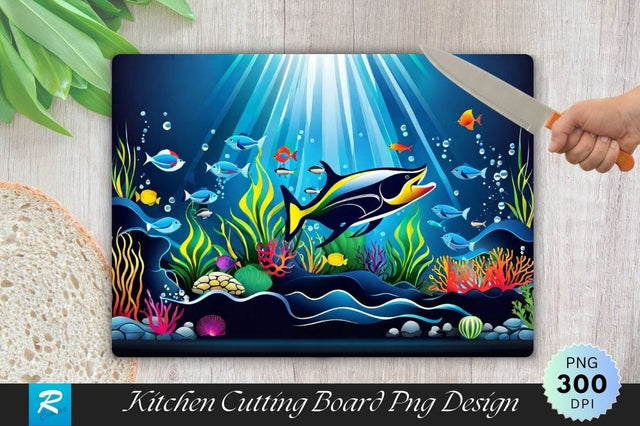 Undersea Cutting Board PNG Sublimation Regulrcrative 