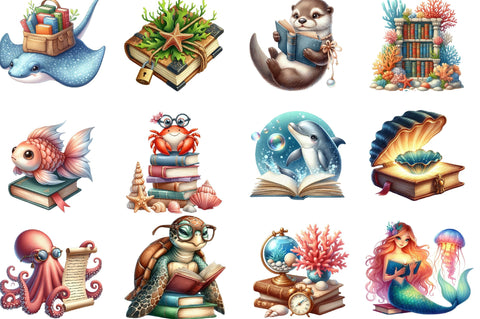 Undersea Reading Sublimation Clipart Sublimation SVGista 