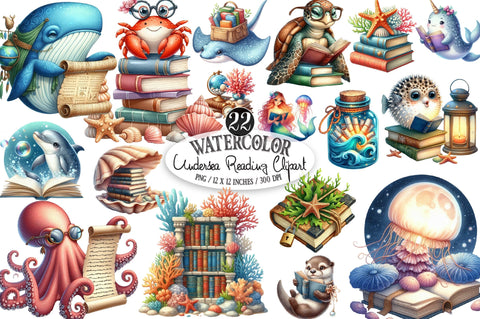 Undersea Reading Sublimation Clipart Sublimation SVGista 