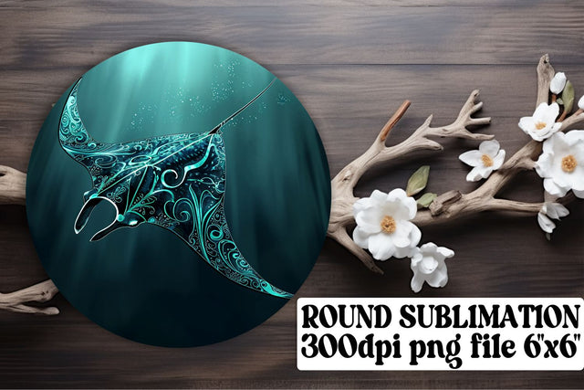 Undersea Watercolor Ornaments Round Set - Sublimation Keychain Coasters Sublimation afrosvg 