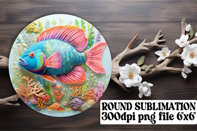 Undersea Wonders 3D Fish Embroidery Art for Keychain Sublimation Sublimation afrosvg 