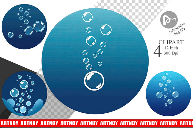 Underwater Bubbles Clipart Sublimation artnoy 
