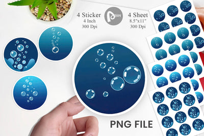 Underwater Bubbles Sticker Sublimation artnoy 
