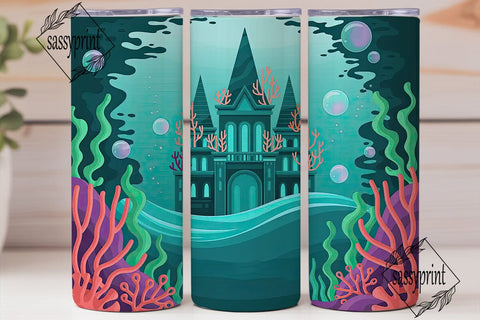 Underwater Castle 20oz Tumbler Wrap Sublimation sassyprint 