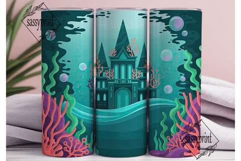 Underwater Castle 20oz Tumbler Wrap Sublimation sassyprint 