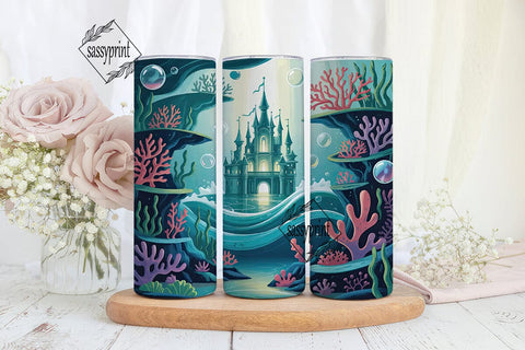 Underwater Castle 20oz Tumbler Wrap Sublimation sassyprint 