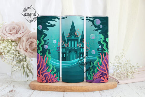Underwater Castle 20oz Tumbler Wrap Sublimation sassyprint 