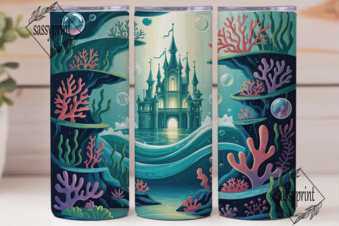 Underwater Castle 20oz Tumbler Wrap Sublimation sassyprint 