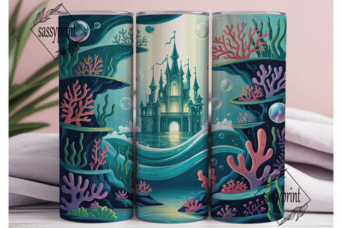 Underwater Castle 20oz Tumbler Wrap Sublimation sassyprint 