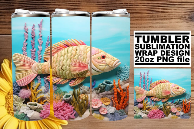 Underwater Fantasy 3D Embroidered Tumbler Design Sublimation afrosvg 