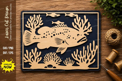 Underwater Fish Coral Scene Laser Cut SVG File SVG Regulrcrative 