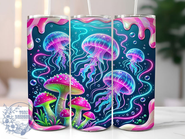 Underwater Jelly Glow 20oz Tumbler, Jellyfish Design, Glow Effect, Underwater Theme, Sublimation Wrap, 20oz Tumbler, Ocean Aesthetic, Mystical Style Sublimation ToriDesigns 