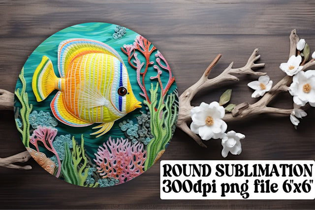 Underwater Life 3D Fish Embroidered Keychain Graphic Sublimation afrosvg 