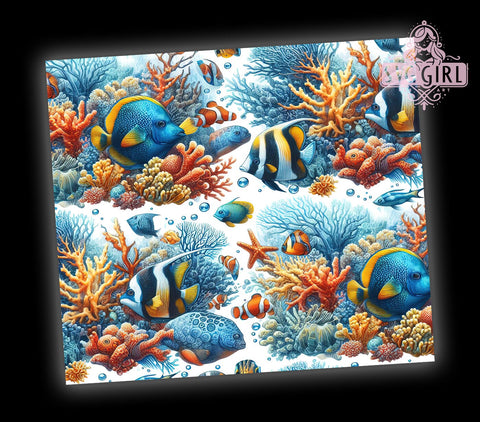 Underwater Ocean Fish 20oz Tumbler Wrap Sublimation Design, Straight Tapered Tumbler Wrap, Coral Reef Tumbler Png, Instant Digital Download Sublimation SvggirlplusArt 