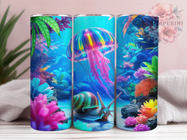 Underwater Ocean Jellyfish Tumbler, Underwater Jellyfish Pattern, Ocean Jellyfish Design, 20Oz Sublimation Wrap, Sea Life Art, Deep Sea Texture, Tumbler Sublimation Sublimation Li Zamperini 