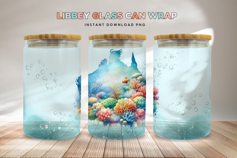 Underwater Scene Libbey Glass Can Wrap, Aussie Coral Reef Sublimation BijouBay 