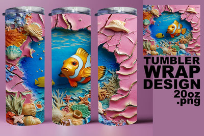 Underwater World Tumbler Wrap - 3D Design Sublimation afrosvg 