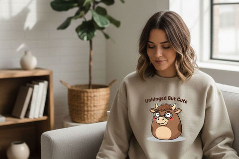 Unhinged But Cute Cow Png, Funny Cow Png, Cute Sassy Cow Clipart, Sarcastic Farm Animal Design, Cow Sublimation Graphic Design SVG TiffsCraftyCreations 