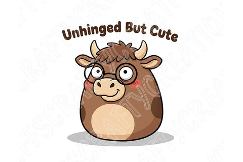 Unhinged But Cute Cow Png, Funny Cow Png, Cute Sassy Cow Clipart, Sarcastic Farm Animal Design, Cow Sublimation Graphic Design SVG TiffsCraftyCreations 