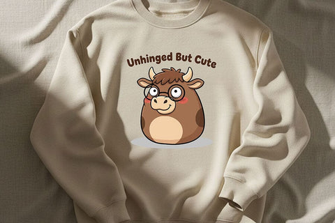Unhinged But Cute Cow Png, Funny Cow Png, Cute Sassy Cow Clipart, Sarcastic Farm Animal Design, Cow Sublimation Graphic Design SVG TiffsCraftyCreations 