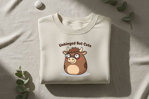 Unhinged But Cute Cow Png, Funny Cow Png, Cute Sassy Cow Clipart, Sarcastic Farm Animal Design, Cow Sublimation Graphic Design SVG TiffsCraftyCreations 