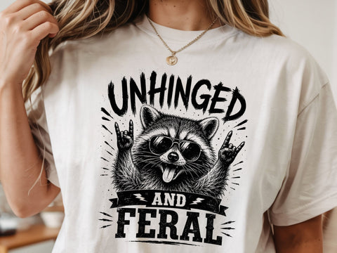 Unhinged Feral Raccoon PNG, Rock'n Roll Design SVG DesignDestine 