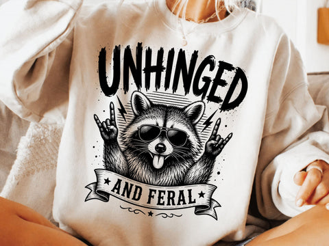 Unhinged Feral Raccoon PNG, Rock'n Roll Design SVG DesignDestine 