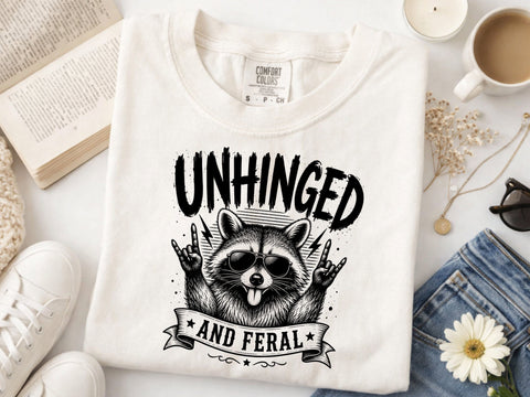 Unhinged Feral Raccoon PNG, Rock'n Roll Design SVG DesignDestine 