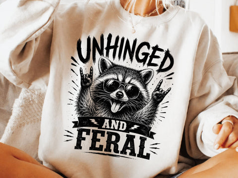 Unhinged Feral Raccoon PNG, Rock'n Roll Design SVG DesignDestine 