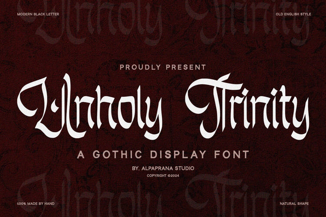 Unholy Trinity - Gothic Display Font Alpaprana Studio 