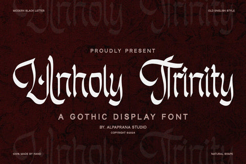 Unholy Trinity - Gothic Display Font Alpaprana Studio 