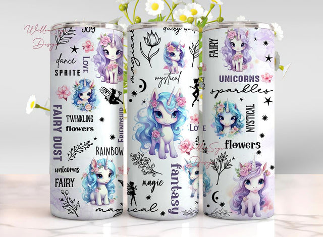 Unicorn 20oz Tumbler Wrap PNG, Cute Watercolor Sublimation Seamless Design Instant Digital Download, Magical Fairy, Fantasy, Magical Sublimation WillowSageDesign 