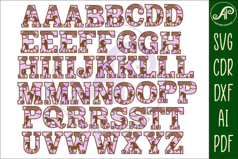 Unicorn alphabet letter set. 2 layer 49 letters. SVG APInspireddesigns 