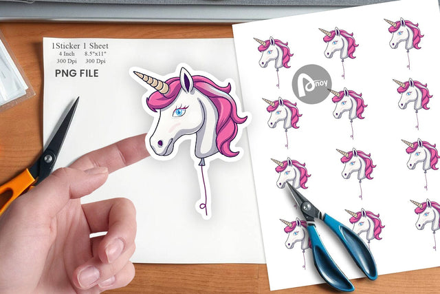 Unicorn Balloon Sticker Sublimation artnoy 