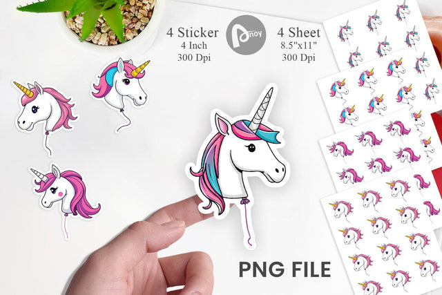 Unicorn Balloon Sticker Sublimation artnoy 