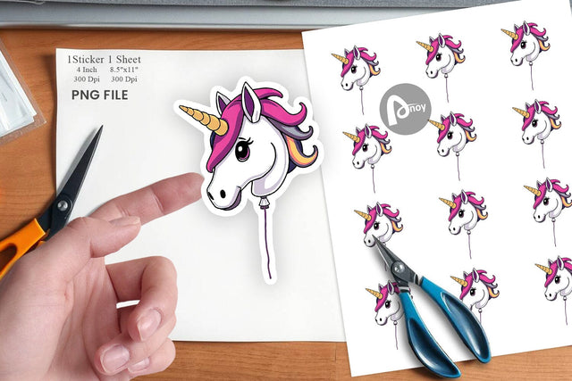 Unicorn Balloon Sticker Sublimation artnoy 