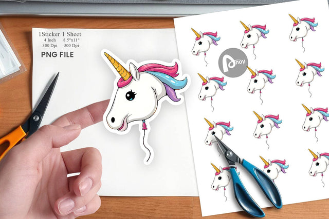 Unicorn Balloon Sticker Sublimation artnoy 