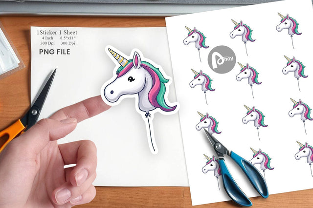 Unicorn Balloon Sticker Sublimation artnoy 