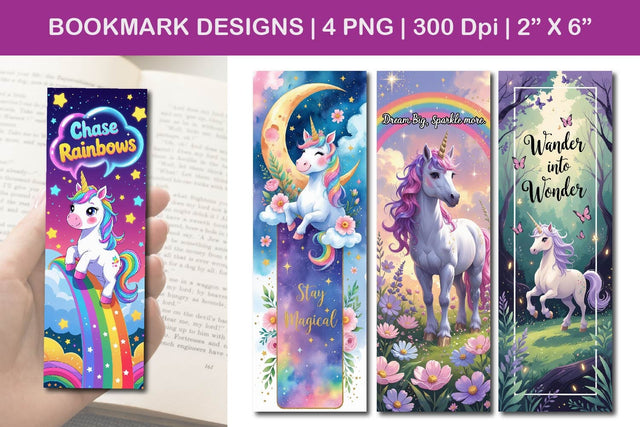 Unicorn bookmark design, fantasy bookmark design Sublimation Paper Switch 
