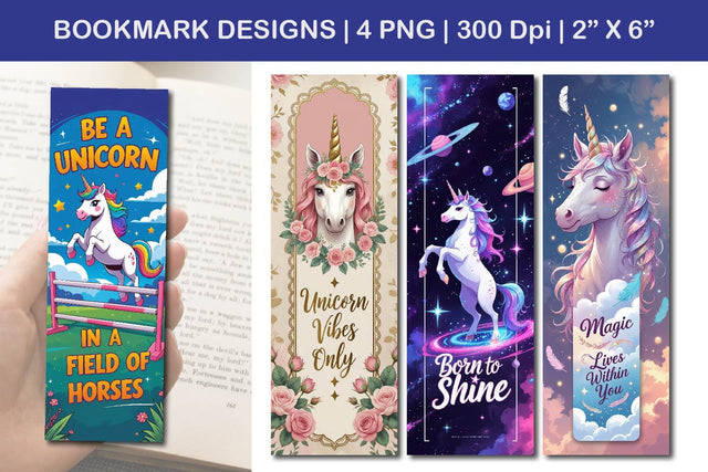Unicorn bookmark design, magical bookmark design Sublimation Paper Switch 