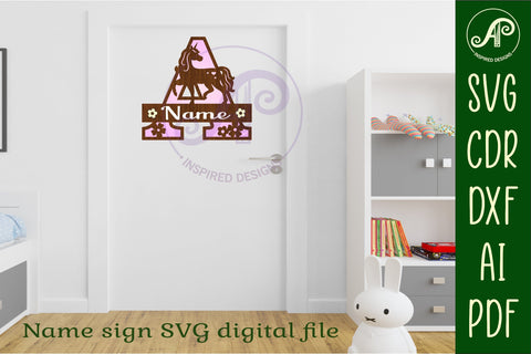 Unicorn Capital Monogram Letter name sign A SVG SVG APInspireddesigns 