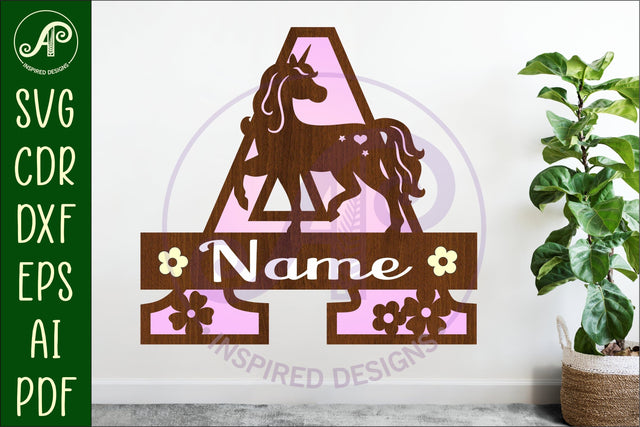 Unicorn Capital Monogram Letter name sign A SVG SVG APInspireddesigns 