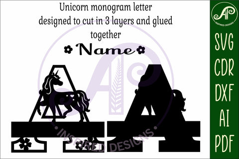 Unicorn Capital Monogram Letter name sign A SVG SVG APInspireddesigns 